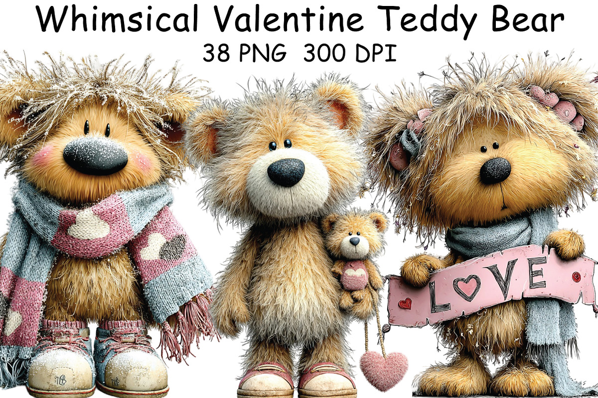 Whimsical Valentine Teddy Bear PNG, an Illustration by CraftArtStudio (Photo 1 of 6)