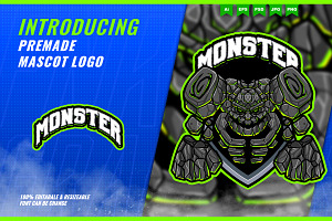 Giant Golem Rock Monster Logo