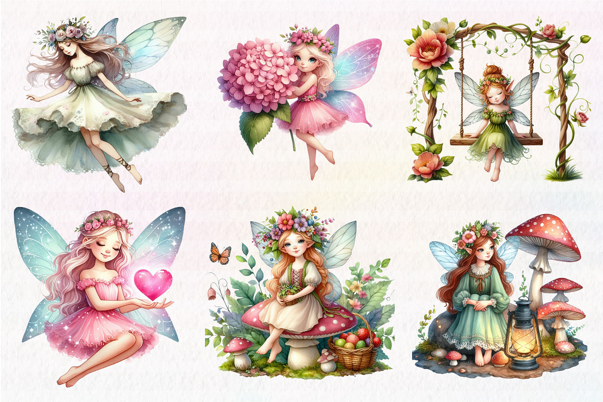Fairy Garden Clipart Flowers clipart, an Illustration by CreationArt (Photo 3 of 5)