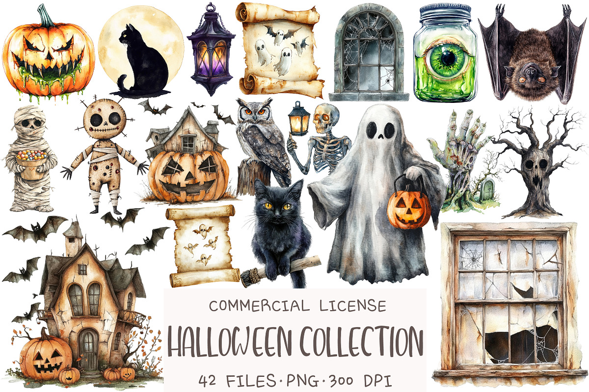 Halloween Collection Clipart Bundle, an Illustration by OK Design (Photo 1 of 5)