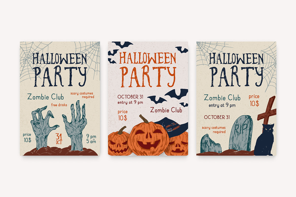 Halloween posters, cards, seamless, a Decorative Illustration by Good Studio (Photo 2 of 17)