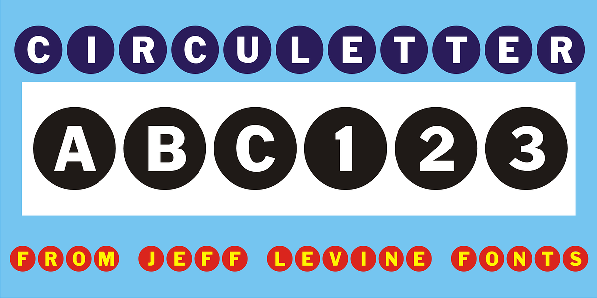 Circuletter JNL, a Symbol Font by Jeff Levine Fonts
