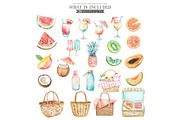 Watercolor Beach Day Clipart, an Illustration by CharmClipart (Thumbnail 3 of 9)