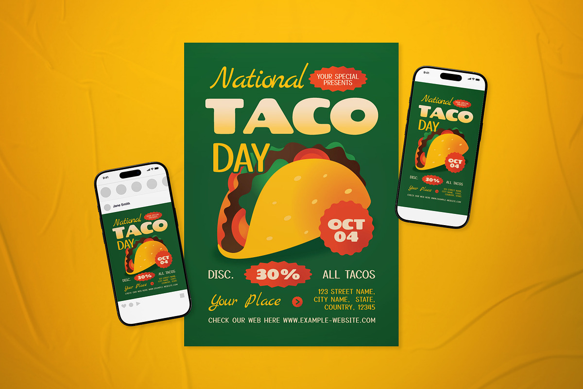 National Taco Day Flyer Set, a Flyer Template by The Good Store (Photo 1 of 2)