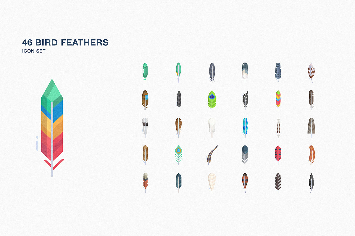 Bird feathers icon set, an Icon by Icongeek26 (Photo 1 of 6)