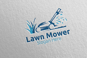 Lawn Mower Gardener Mowing Logo 3