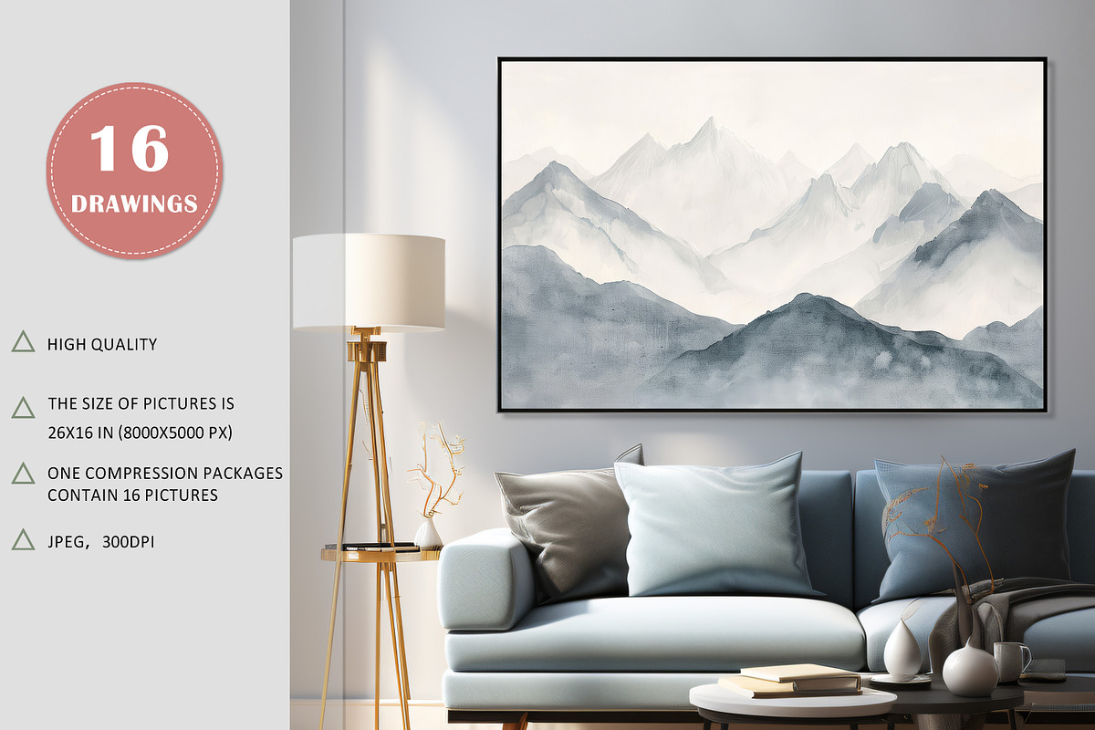 Watercolor mountain wallpaper, a Wallpaper Graphic by DamonYang's shop (Photo 2 of 7)