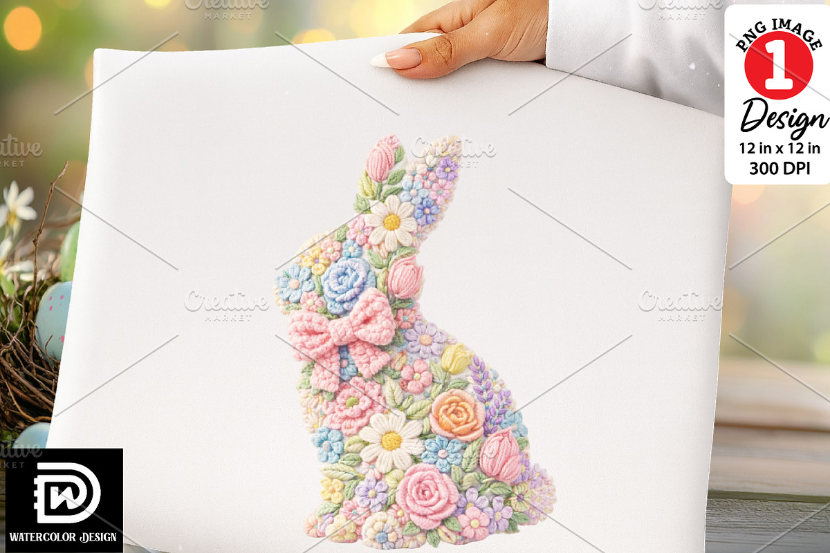 Faux Yarn Easter Bunny Png, an Illustration by Watercolor design (Photo 1 of 6)