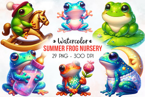 Summer Frog Nursery Clipart Sublimat, an Illustration by RobertsArt