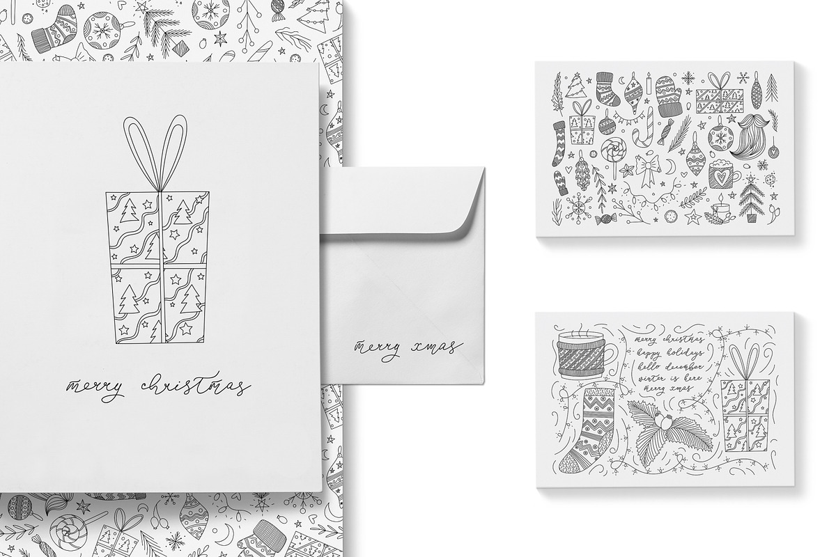 Christmas Doodle Line Art Winter Set, an Illustration by Chloe's Illustrations (Photo 2 of 8)