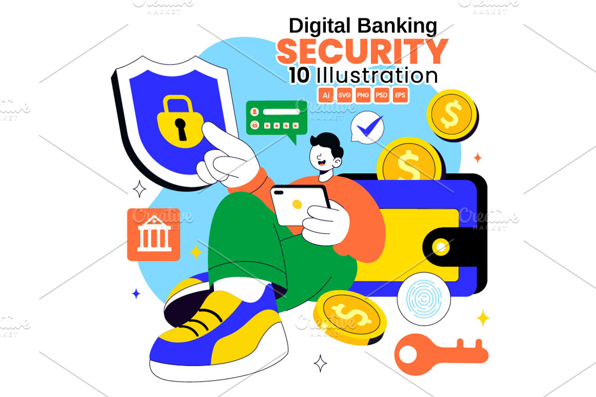 10 Digital Banking Security, a Finance Illustration by denayunebgt (Photo 1 of 4)
