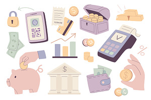 Money and Finance Set, a Finance Illustration by alexdndz