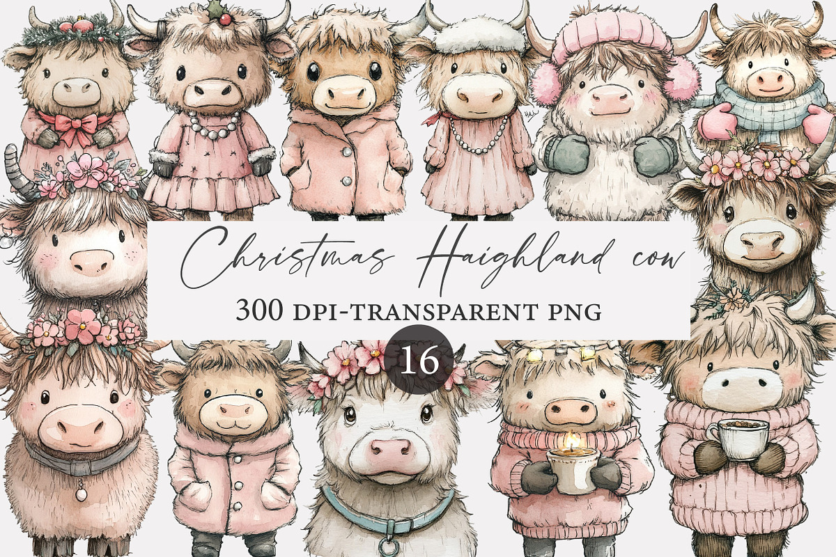Cute Coquette Christmas Haighland, an Illustration by Designworld (Photo 1 of 4)
