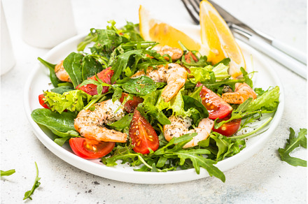 Shrimp salad with vegetables and, a Food & Drink Photo by Nadia-nb