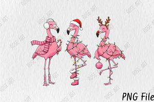 Flamingo Tropical Christmas Png, a Seasonal Illustration by Rose Art