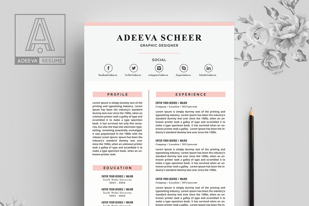 Simple Resume Template Scheer, a Resume Template by AdeevaResume (Photo 2 of 4)