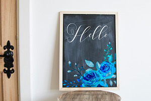 Blue Rose Clip Art Watercolor Rose