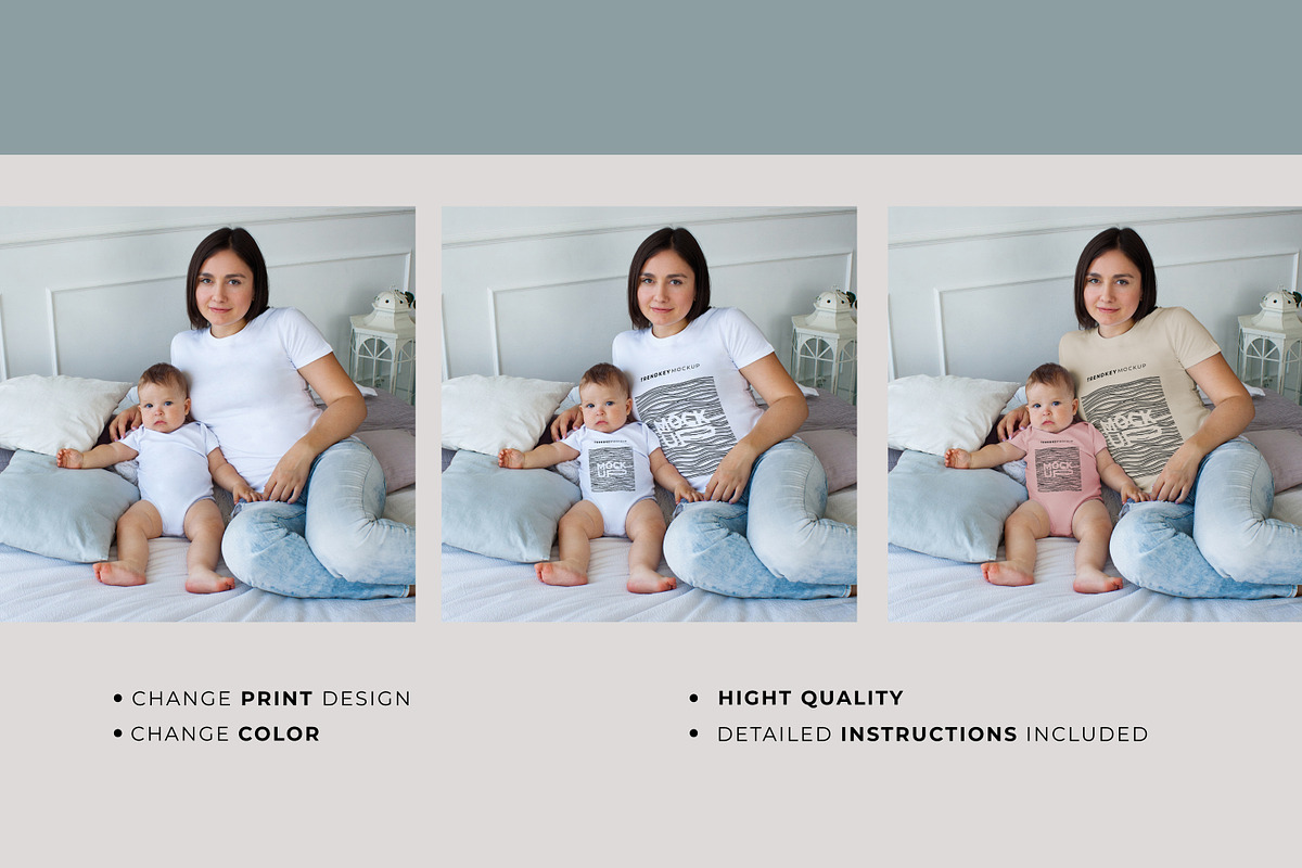 Baby Bodysuit Mockup Set + T-shirt, an Apparel Mockup by TrendkeyMockups (Photo 5 of 7)
