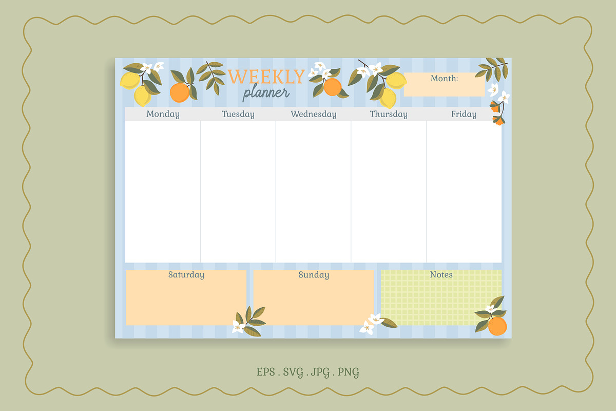 Citrus Pattern & Planner Set, a Graphic by Nina Bered Illustration (Photo 4 of 6)