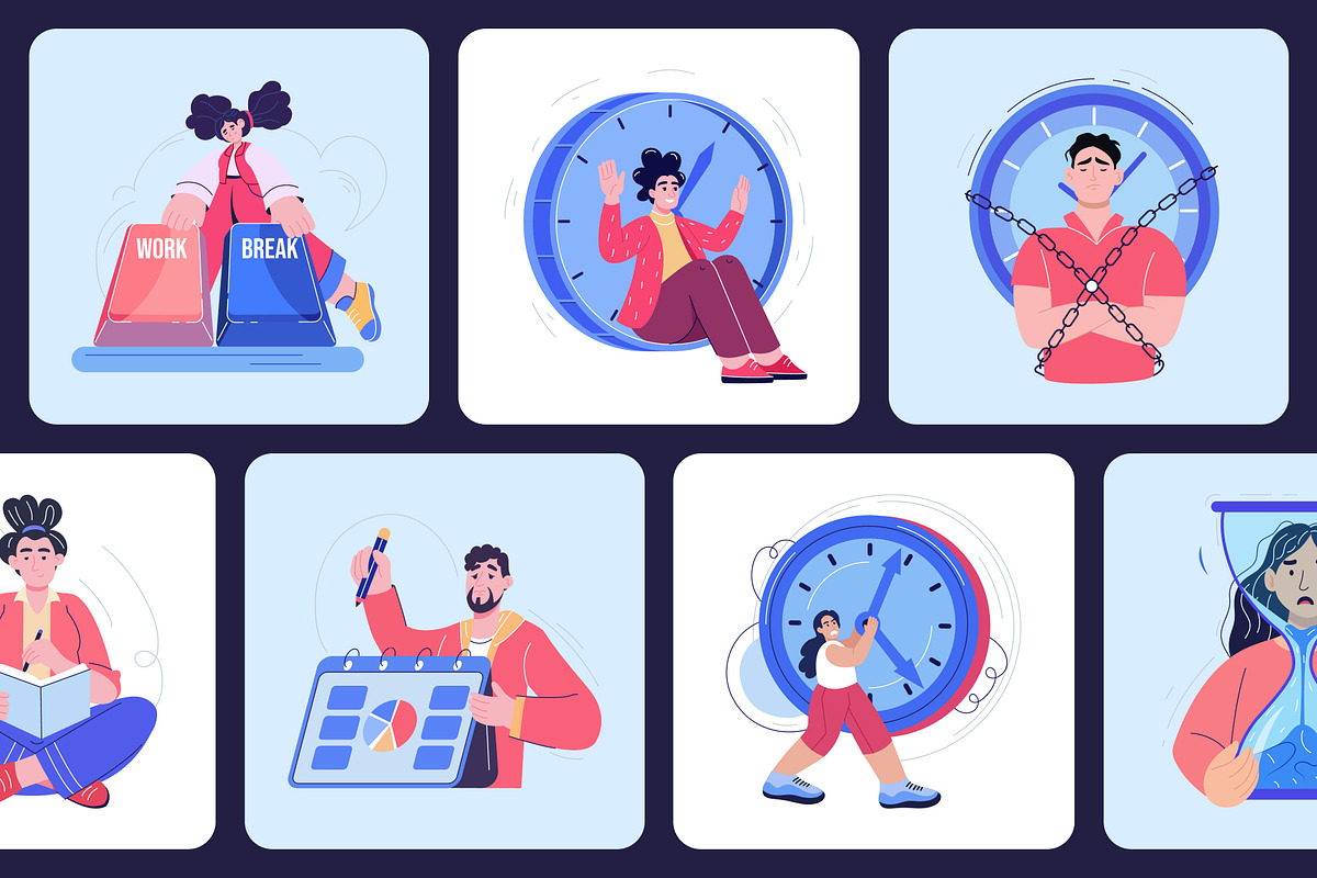 Time Management Illustration Art Set, a Work Illustration by Creative Stall (Photo 5 of 10)