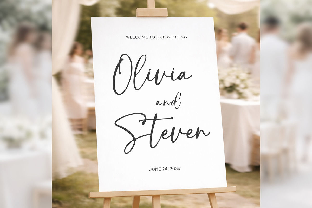 Modern Script Welcome Sign bd007, a Poster Template by TyphoonStudio (Photo 1 of 10)