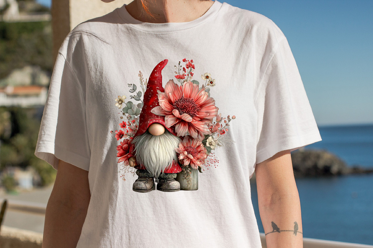 Valentine's Gnome with Flowers Clipa, an Illustration by SVGArt (Photo 8 of 8)