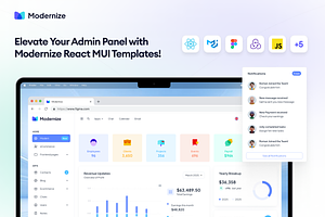 Modernize React MUI Admin Dashboard, a React Template by AdminMart