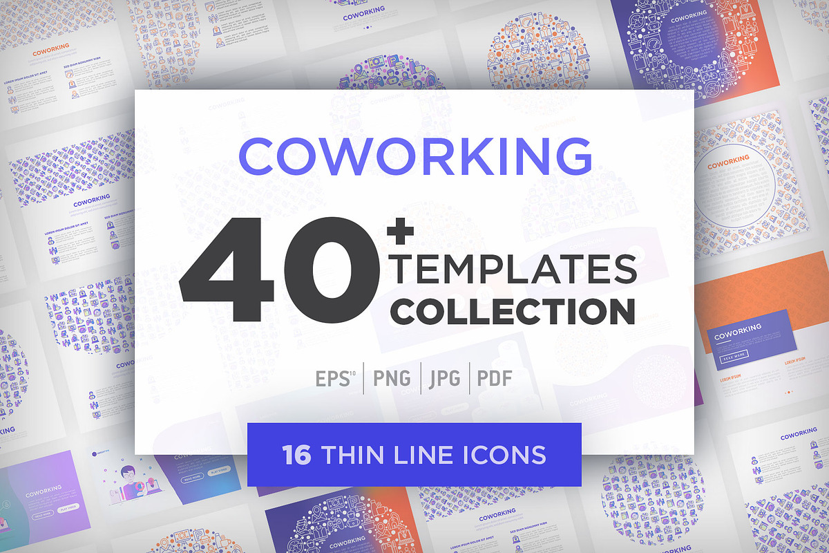 40 Coworking Templates / 16 Icons, a Flyer Template by Alex Blogoodf (Photo 1 of 13)