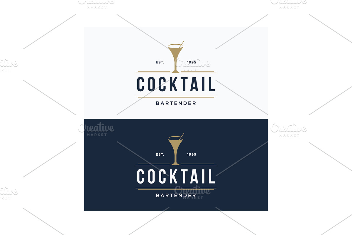 Retro vintage bartender cocktail dri, a Branding & Logo Template by LOGOCREATIVE