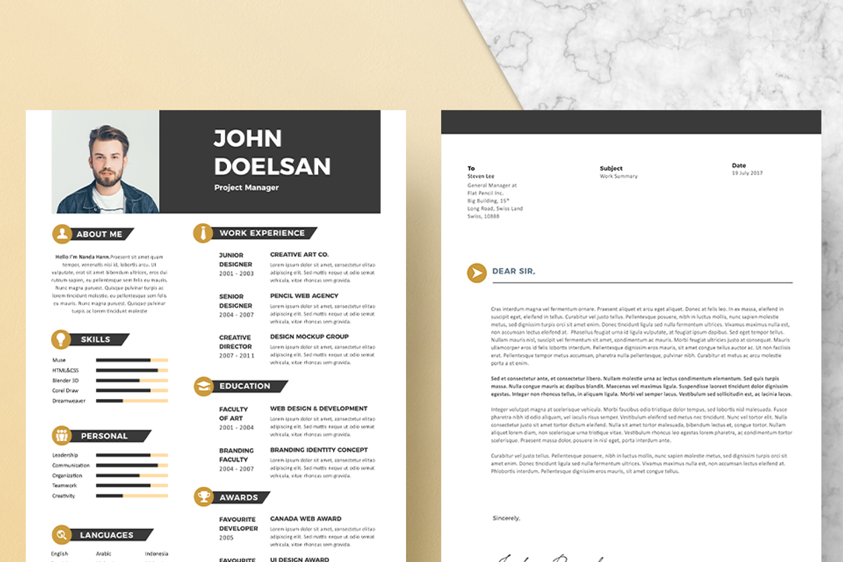 Modern Resume & CV Template, a Resume Template by Hito Graphic (Photo 3 of 8)