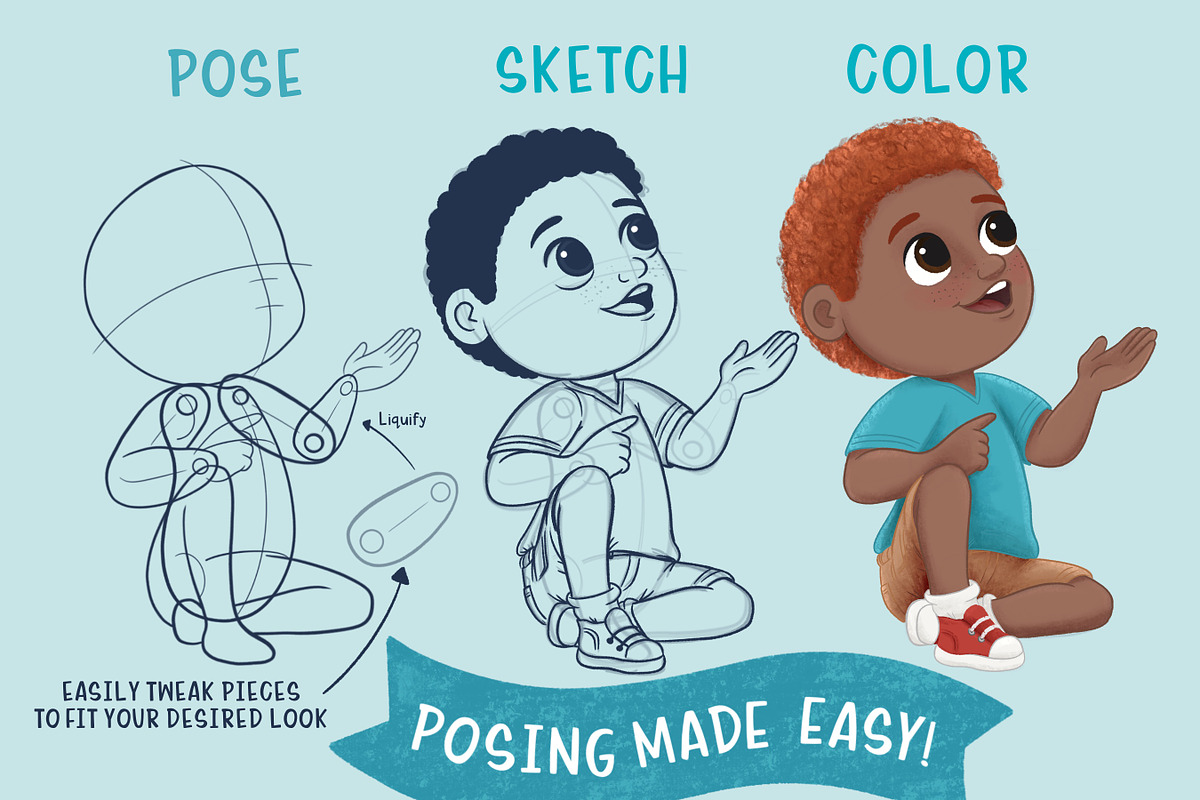 Character pose brush kit - Kids, a Brush Add-On by Brushed Rose (Photo 2 of 3)