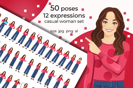 Casual young beautiful woman set, a Person Illustration by Volha Hlinskaya