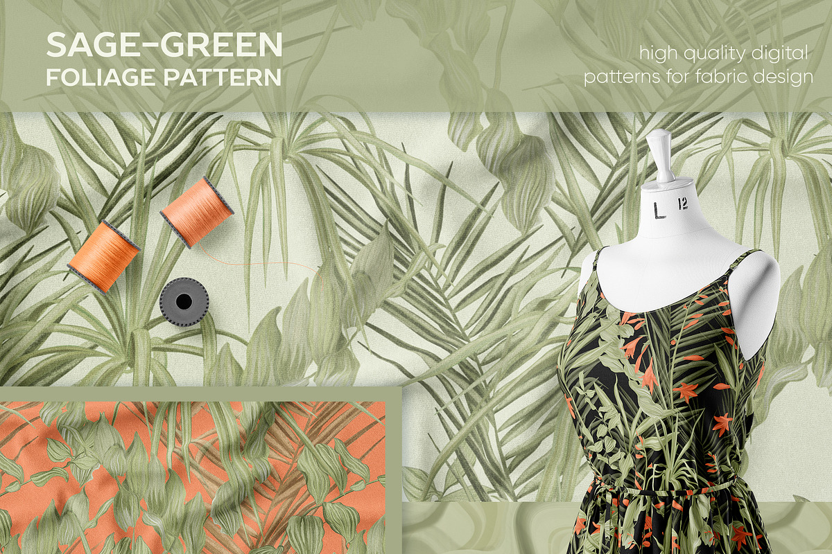 Sage-green foliage pattern, a Pattern Graphic by ANAKOTO (Photo 5 of 13)