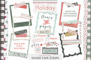 Holiday Frames, Papers & Washi Tape