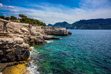 Abrupt stony coast and turquoise sea, a Nature Photo by kavram