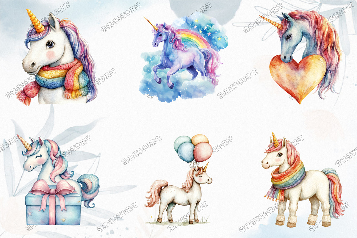 Cute Unicorn Sublimation Clipart, an Illustration by designcity5 (Photo 3 of 5)