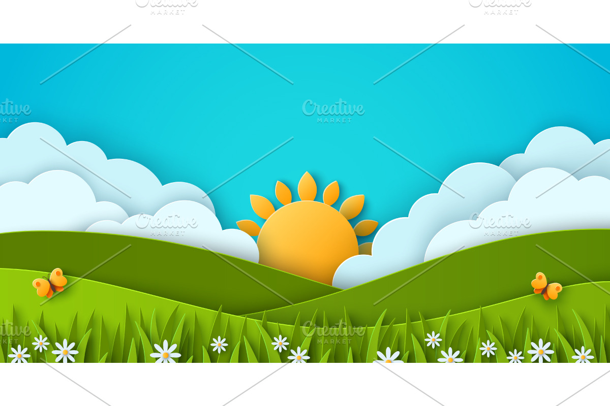 Summer landscape background, a Seasonal Illustration by kotoffei