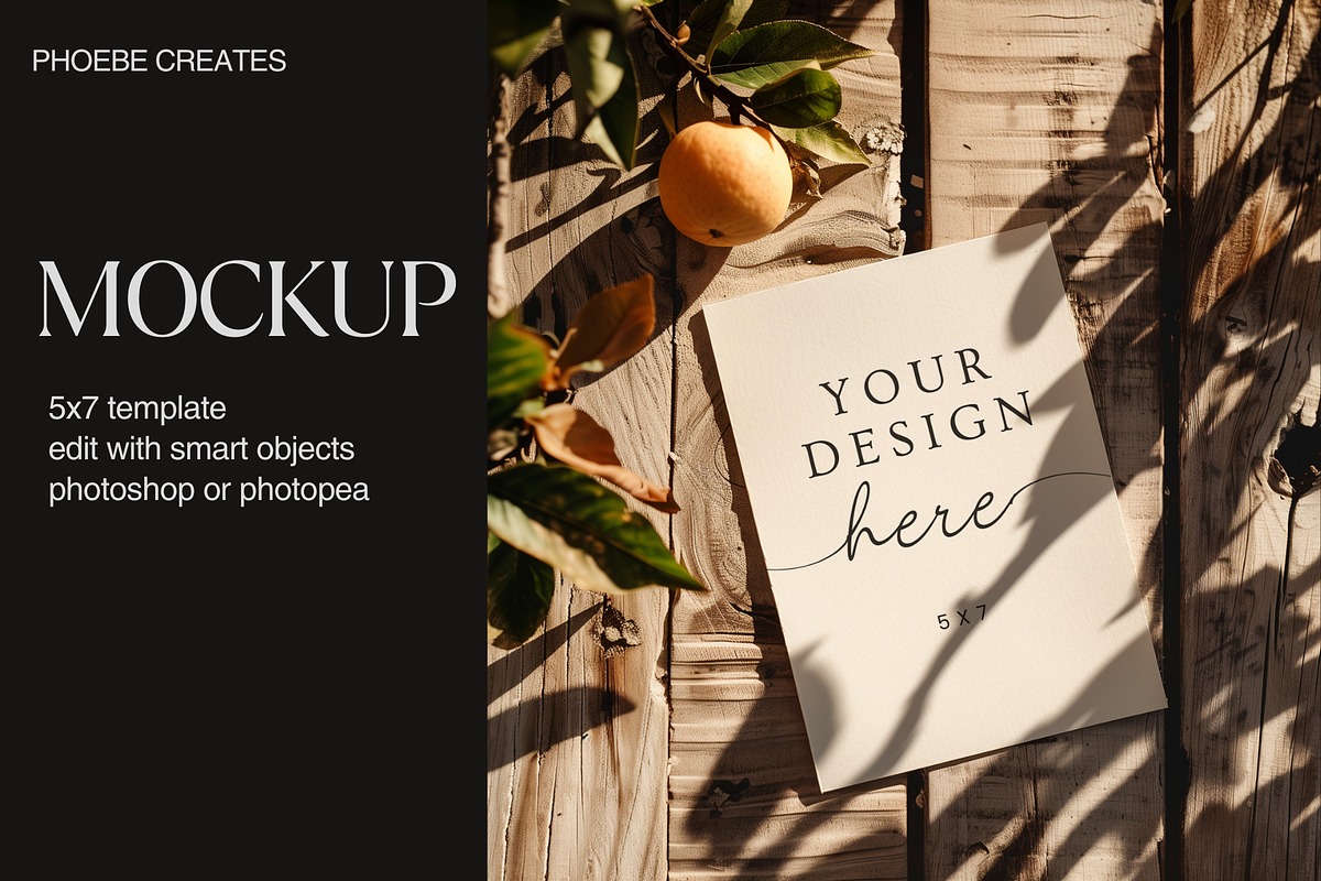 Rustic 5x7 Invitation Mockup PSD, a Mockup by PhoebeCreates (Photo 5 of 7)