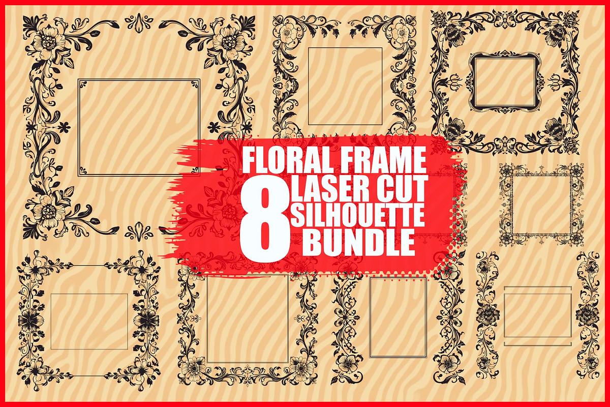 8 Floral Frame Vector Set, an Illustration by BIPLOB EXPERT