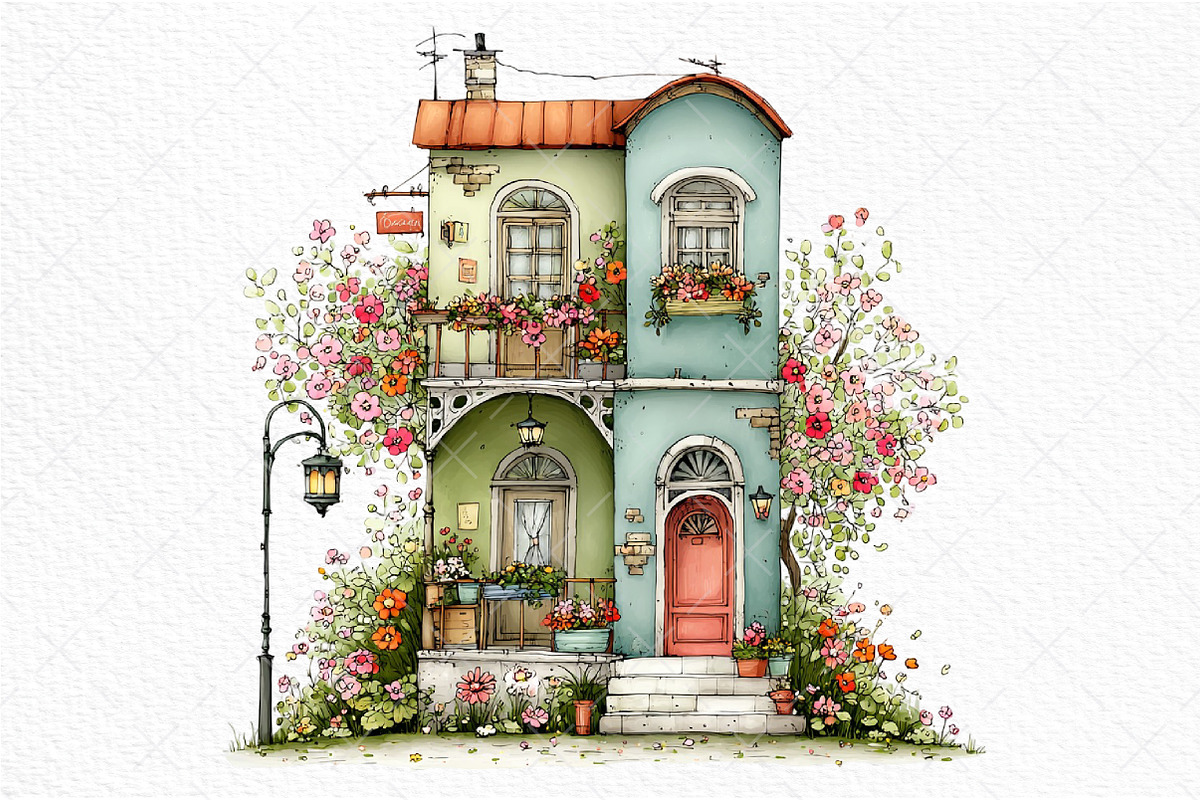 Whimsical Spring House Clipart, an Illustration by Craft Nest (Photo 10 of 11)