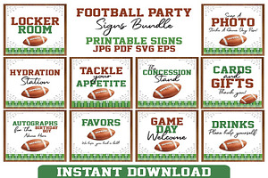 Football Party Sign Bundle Printable