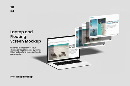 Laptop and Floating Screen Mockup, a Mac Mockup by My Code Std