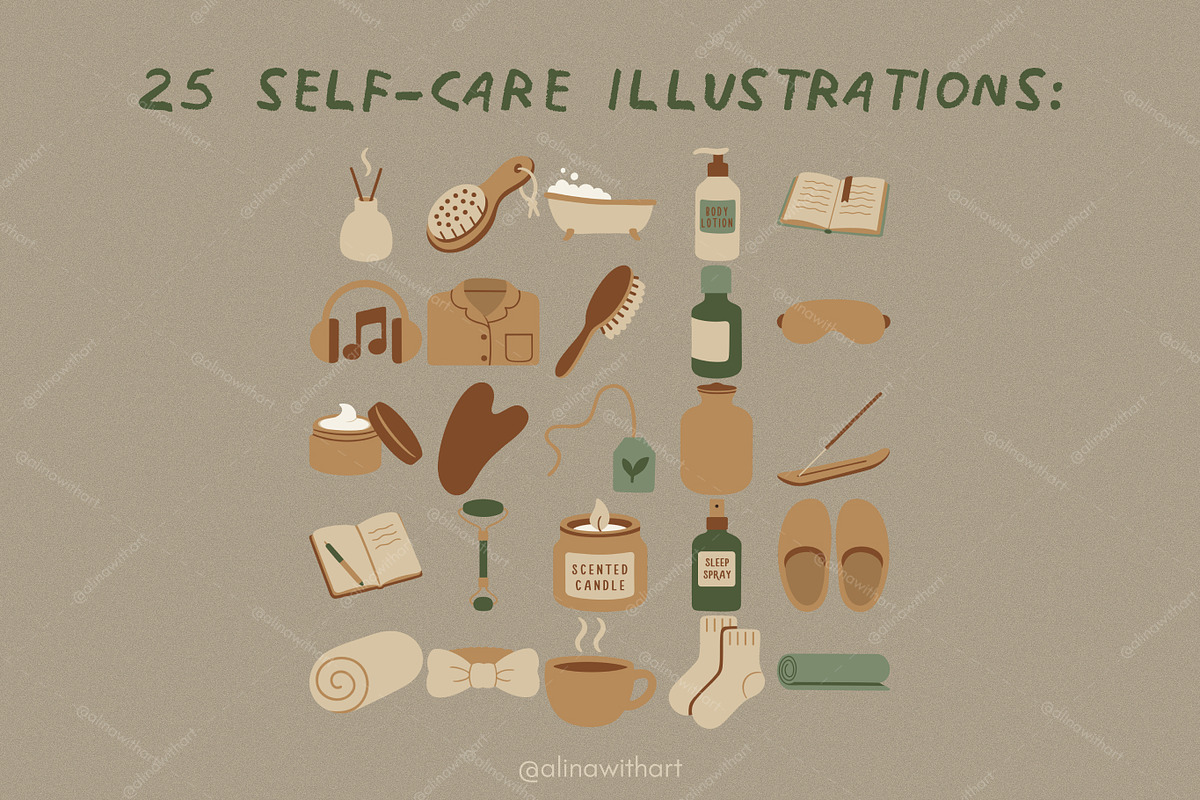 Self Care Elements, a Healthcare Illustration by alinawithart (Photo 2 of 14)