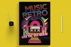 Retro Music Flyer Template, a Flyer Template by MightyDesign