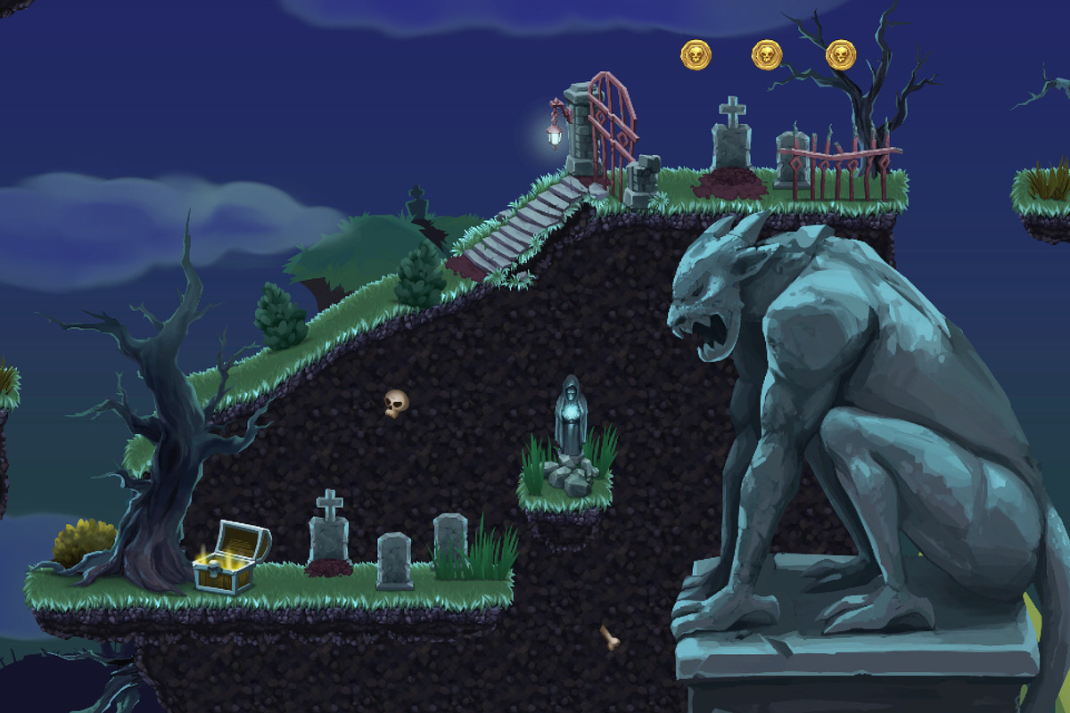 Spooky Cemetery - Platformer Tileset, a Graphic by LudicArts (Photo 2 of 8)