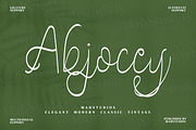 Abjoccy Script Fonts, a Script Font by mahstudios (Thumbnail 1 of 14)