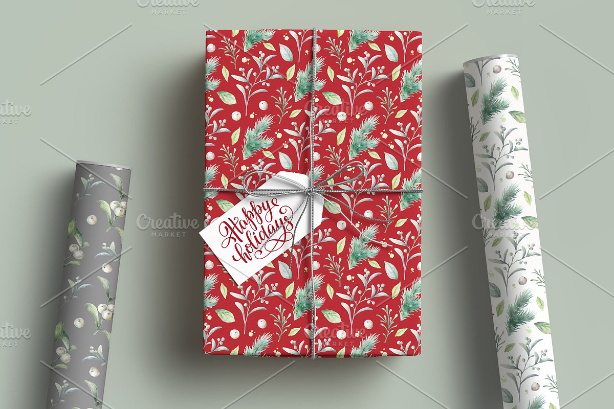 Mistletoe Watercolor Clipart., a Decorative Illustration by VetaDesign (Photo 10 of 12)