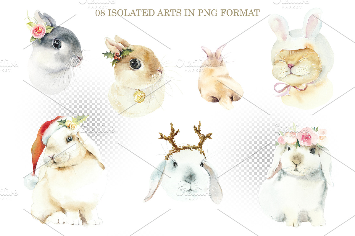 Watercolor Bunnies, an Animal Illustration by Budogoshch (Photo 2 of 4)