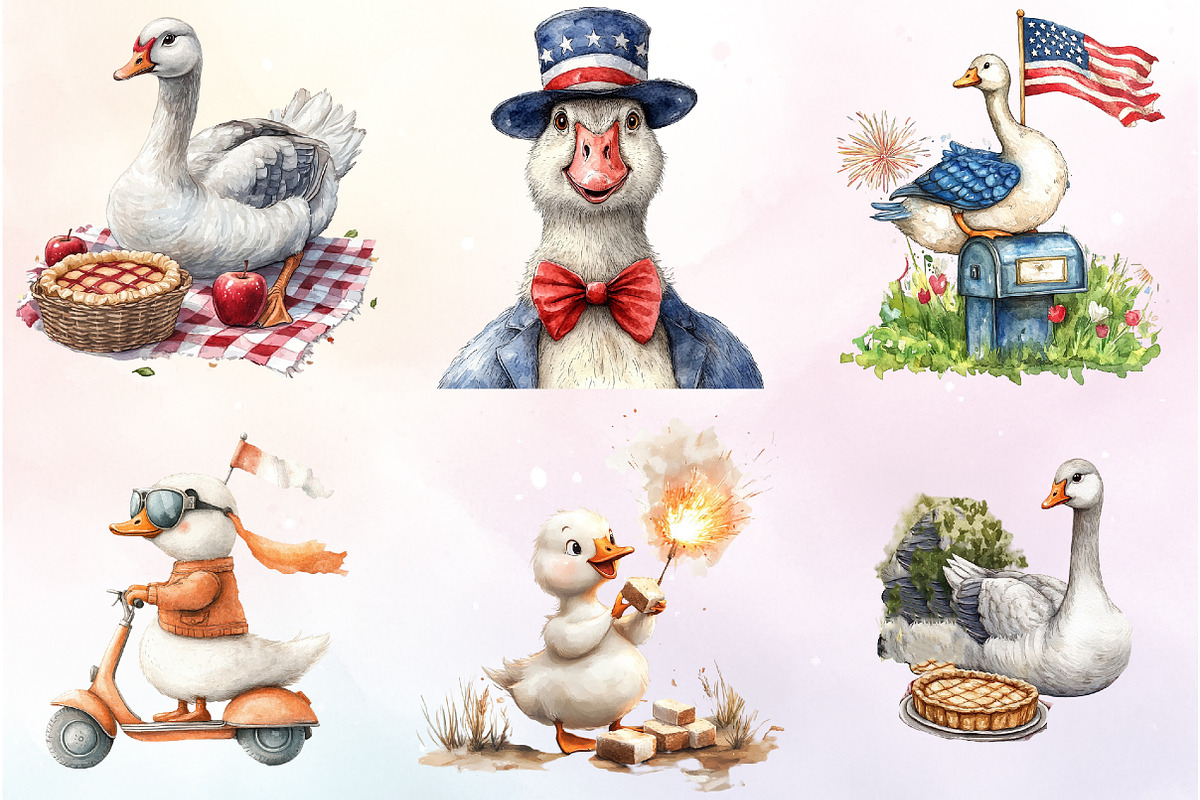4th of July Goose PNG Sublimation, an Illustration by Watercolor design (Photo 4 of 4)