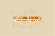 Cowgirl Energy Illustration Pack, an Outline Icon by MEG BURK CHOI (Thumbnail 1 of 2)